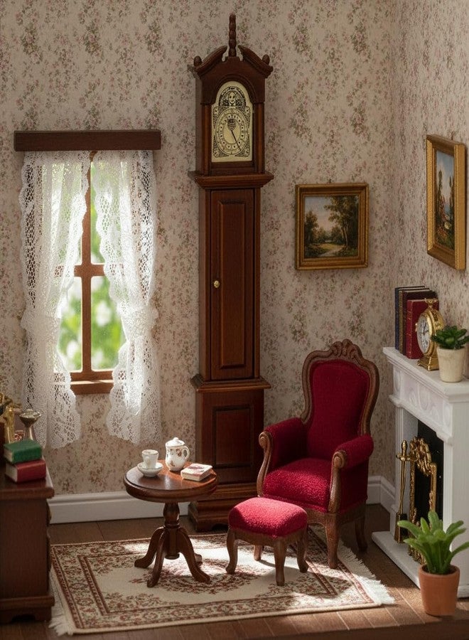 KH866 Mini Grandfather Clock - 1/12 Scale, Miniature Dollhouse Victorian Furniture Accessories, Doll House Decoration for Living Room Bedroom Kitchen Home Office, Small Wooden Rustic Vintage Essential Decor - Image 4